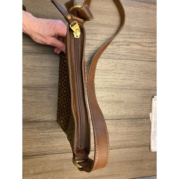 Fossil Brown Geometric Crossbody Bag With Adjustable Strap - Picture 8 of 16